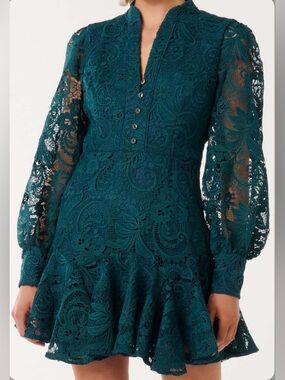 NWT Ever New Iris Lace Mini Dress | Ocean Green | Size 8